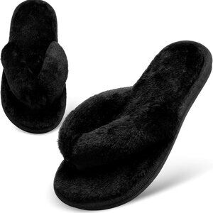 Women's Faux Fur Slide Shoes Waterproof Rubber Sole Indoor Comfort All Season